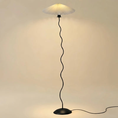 Moderne Stehlampe Zenno – Orange/Rot/Weiß, Metall &amp; Stoff fürs Schlafzimmer