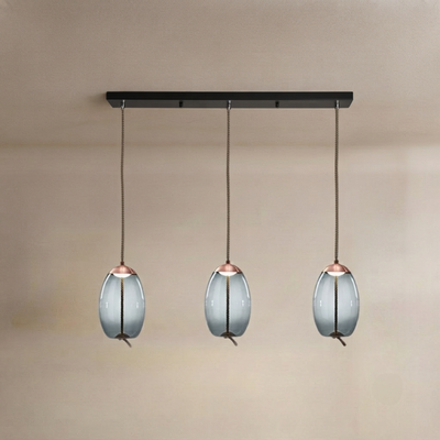 Vetro Moderne Pendelleuchte in Blau/Bernstein - Dekorative geometrische Glasleuchte für das Wohnzimmer