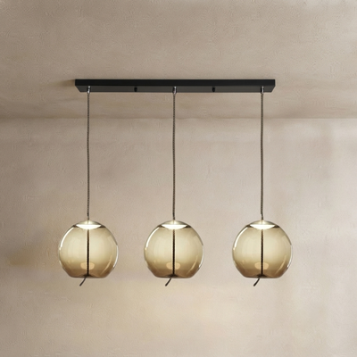 Vetro Moderne Pendelleuchte in Blau/Bernstein - Dekorative geometrische Glasleuchte für das Wohnzimmer