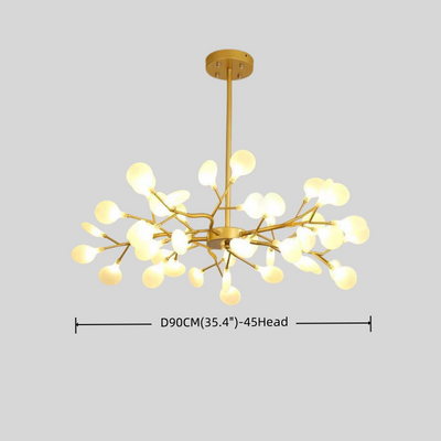 Excelis Art-Deco-Kronleuchter – Ast- und Glühwürmchen-Design in Schwarz/Gold für Ess-/Wohnzimmer