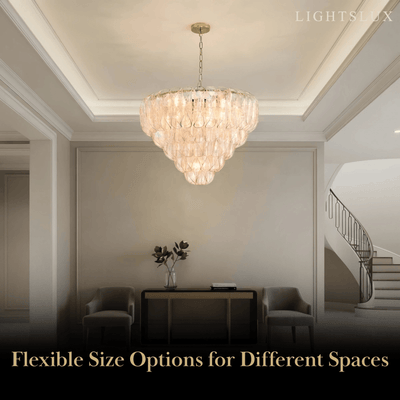 Excelis Luxury Chandelier --Textured Glass & Metal for Living Room