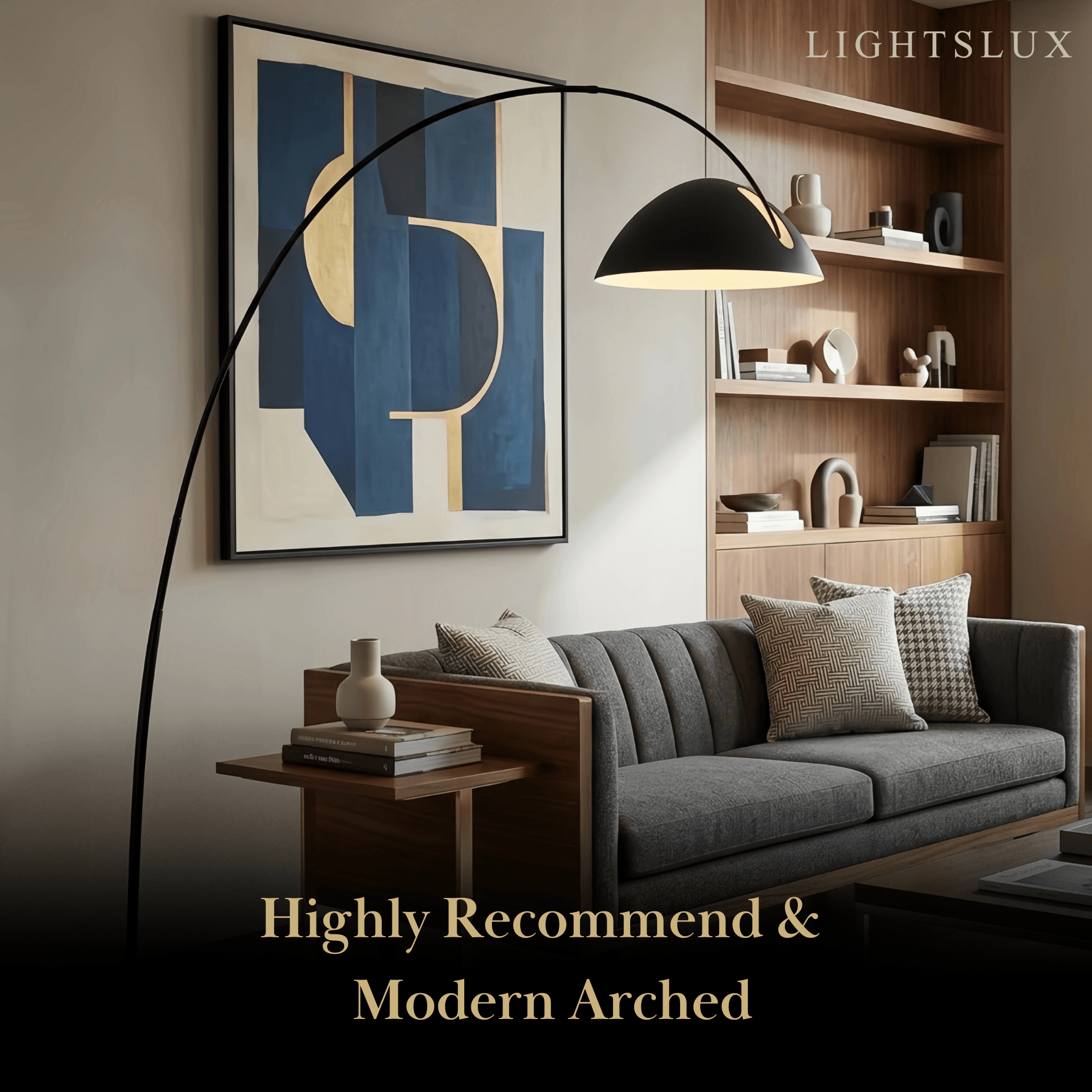 Velora Moderne schwarze Stehlampe – Gebogenes Metalldesign für das Wohnzimmer
