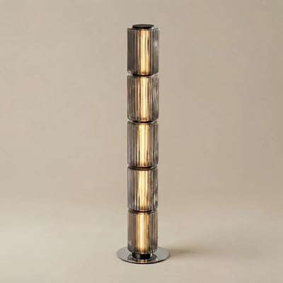 Vetro Modern Stehleuchte aus Glas – Milchweiß/Rauchgrau Aluminium für Wohnzimmer, Schlafzimmer & Büro