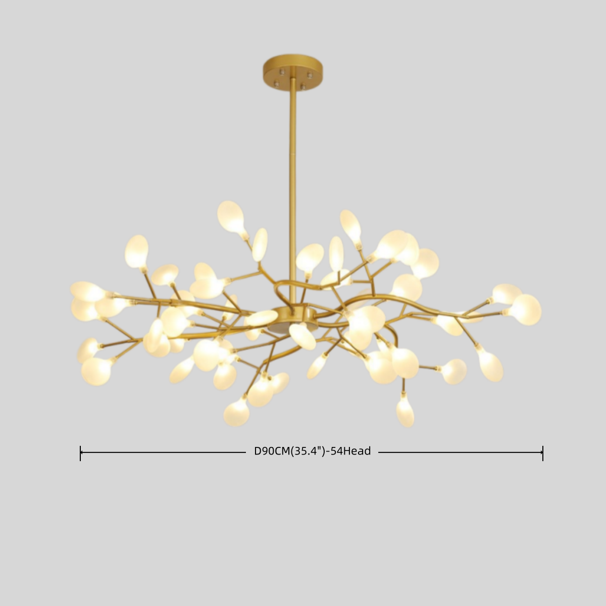 Excelis Art-Deco-Kronleuchter – Ast- und Glühwürmchen-Design in Schwarz/Gold für Ess-/Wohnzimmer