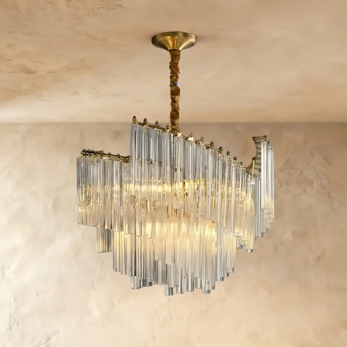 Excelis Luxury Crystal Pendant Light -- Brass & Crystal for Living Room