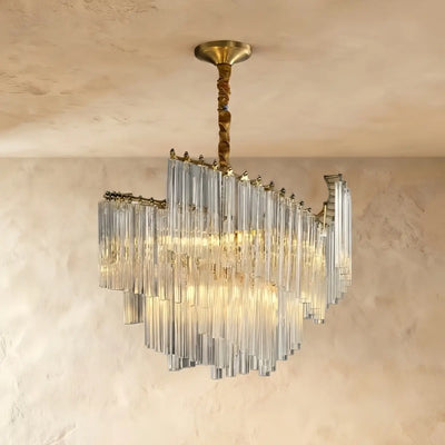 Excelis Luxury Crystal Pendant Light -- Brass & Crystal for Living Room