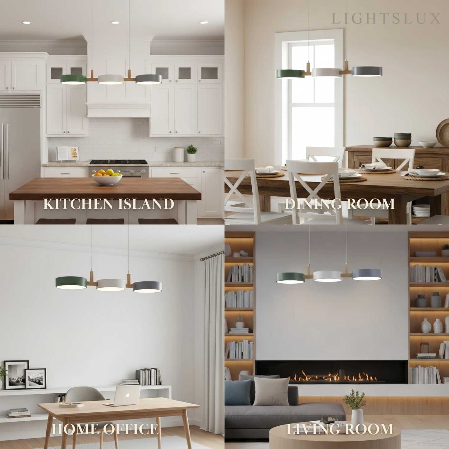 Arcato Nordic 3-Scheiben-Pendelleuchte – Metall- und Holzleuchte für das Wohnzimmer