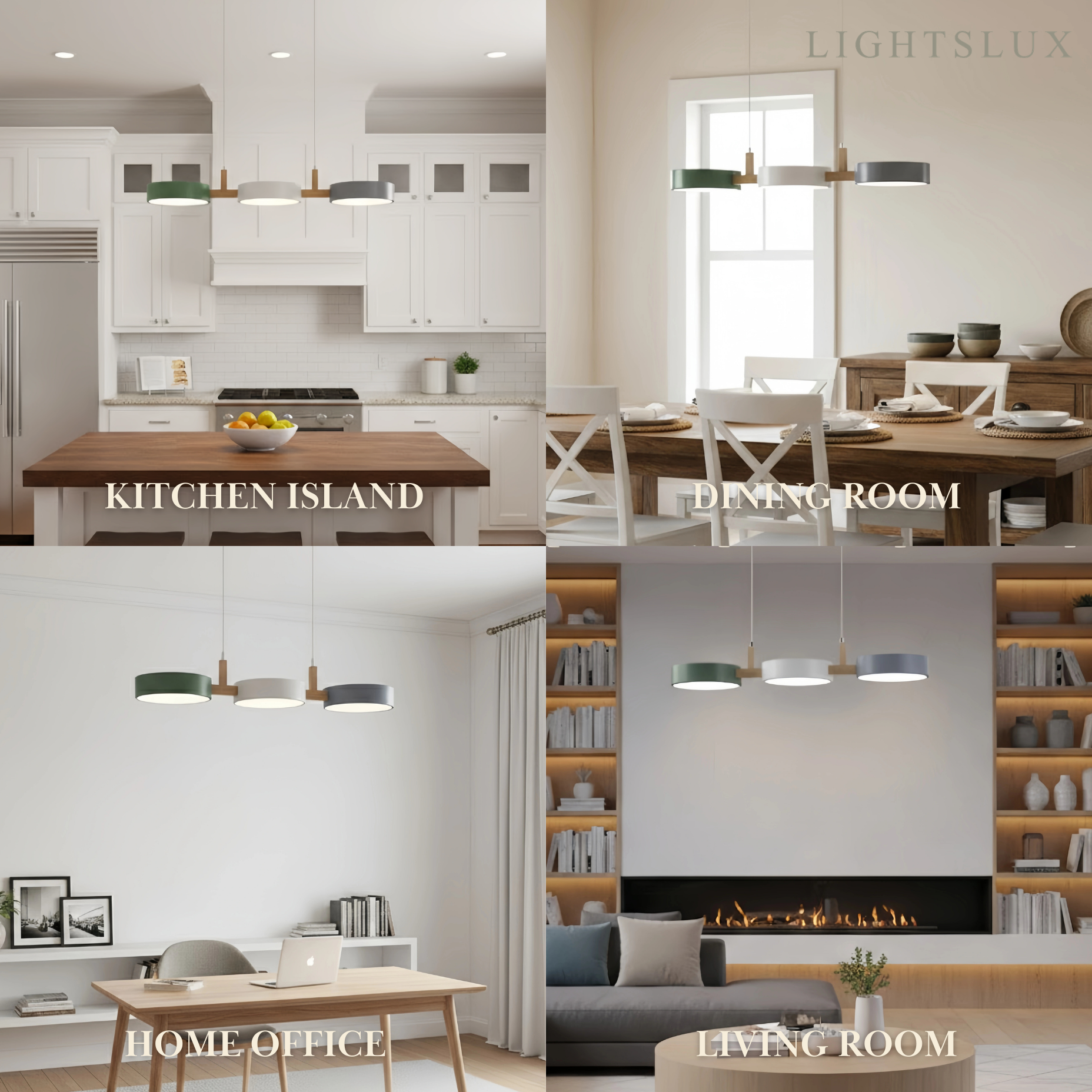 Arcato Nordic 3-Scheiben-Pendelleuchte – Metall- und Holzleuchte für das Wohnzimmer