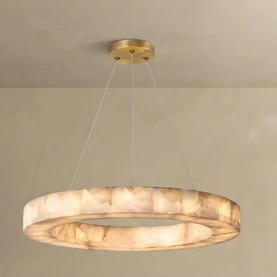 Moderner Alba Alabaster Ring Kronleuchter -- Goldene Akzente für das Wohnzimmer