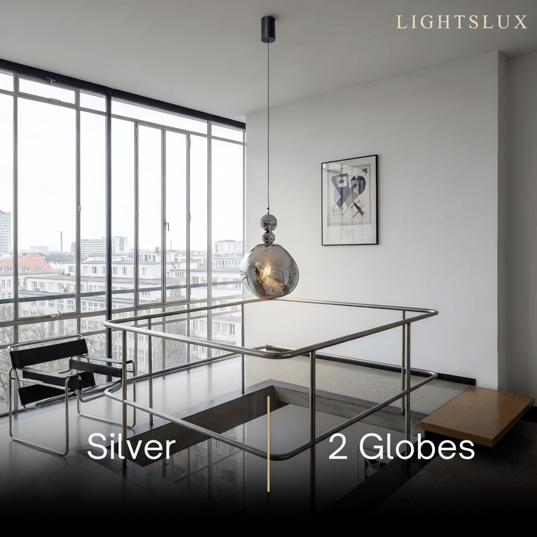 Lunara Modern Pendant Light – Acrylic Globe & Carbon Steel for Bedroom