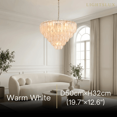 Excelis Luxury Chandelier --Textured Glass & Metal for Living Room