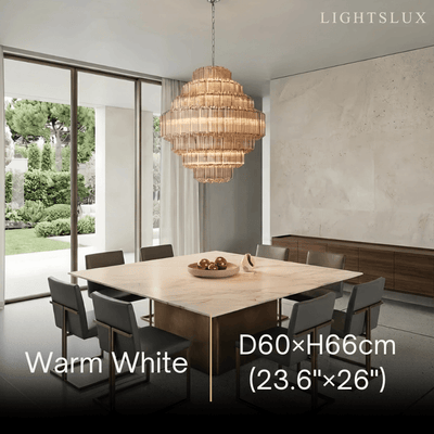 Excelis Luxury Chandelier --Tiered Clear Glass & Metal Frame for Living Room