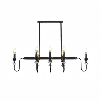 Irondale Vintage Copper Crystal Chandelier, Multi-Light Branch Ceiling Lamp for Dining Room