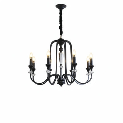 Irondale Vintage Copper Crystal Chandelier, Multi-Light Branch Ceiling Lamp for Dining Room