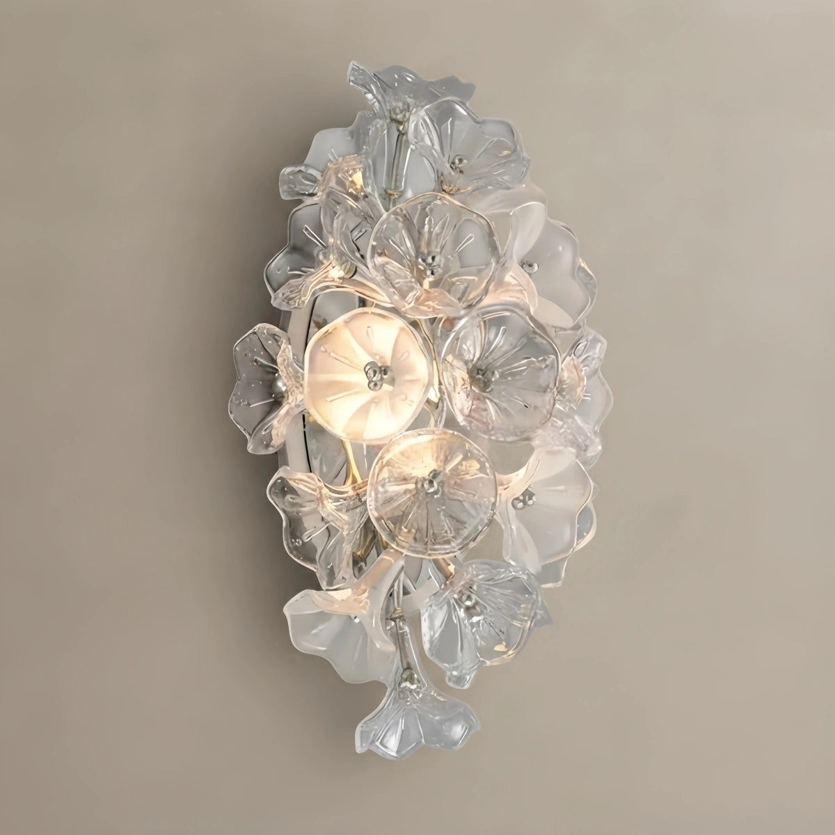 Velora Moderner Ast-Kronleuchter – Silber Kupfer Glas Blume für Wohnzimmer / Schlafzimmer
