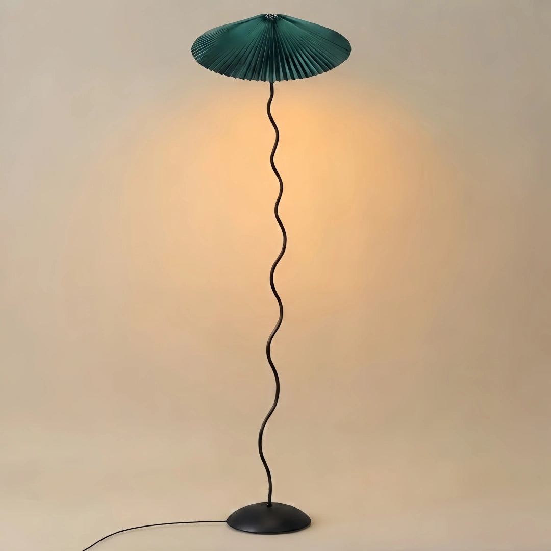 Moderne Stehlampe Zenno – Orange/Rot/Weiß, Metall &amp; Stoff fürs Schlafzimmer