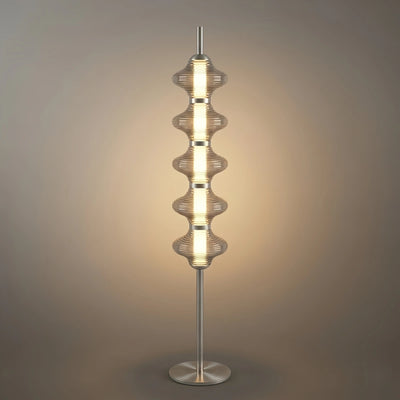 Moderne Stehlampe Vivara aus Metall und Glas – orangefarbenes Laternen-Design fürs Schlafzimmer