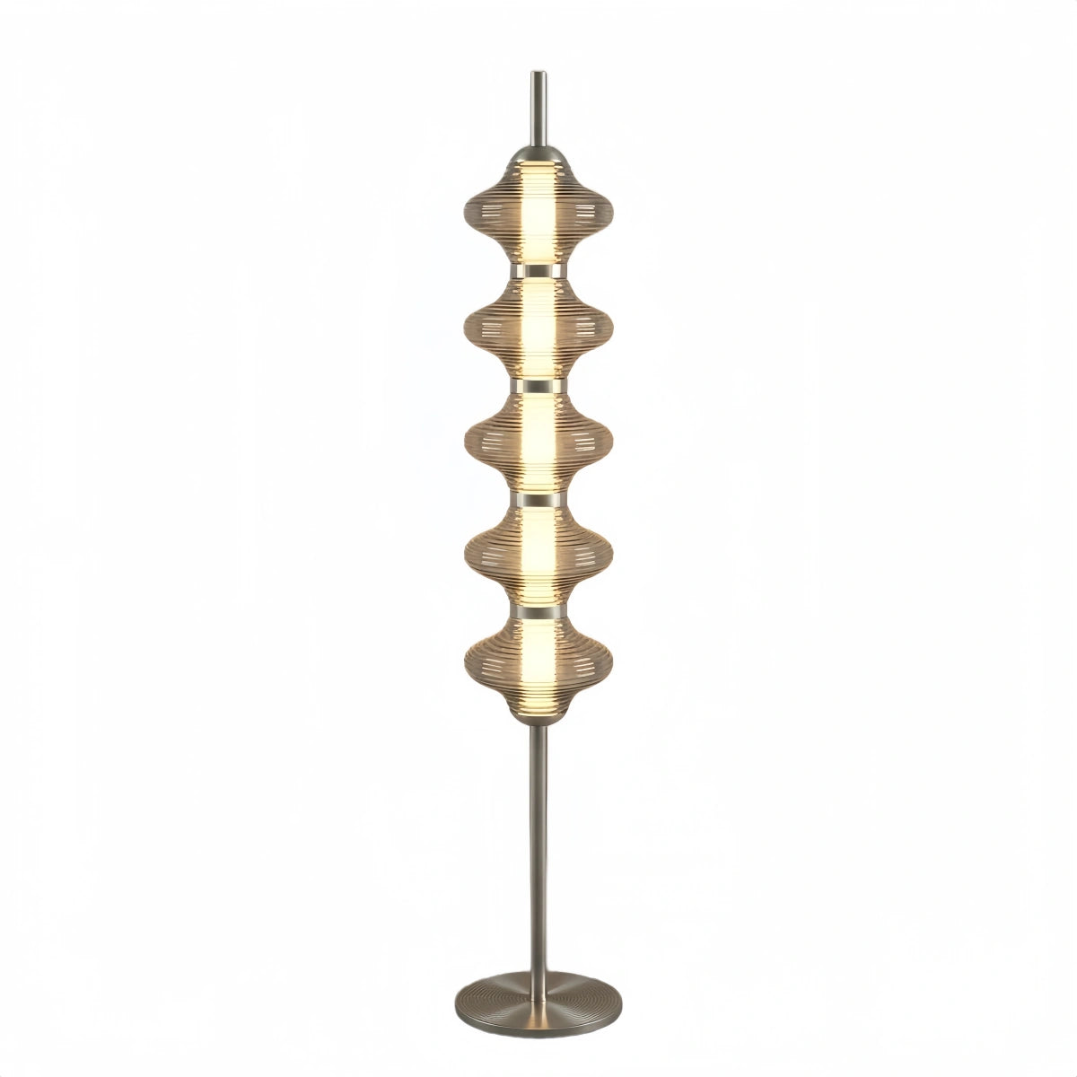 Moderne Stehlampe Vivara aus Metall und Glas – orangefarbenes Laternen-Design fürs Schlafzimmer
