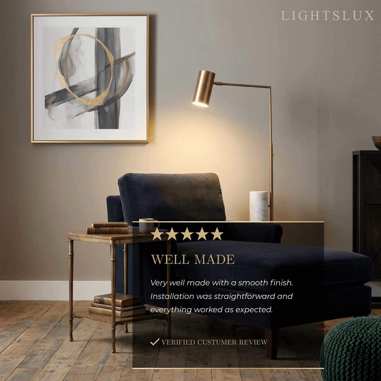 Velora Minimalist Gold Floor Lamp
