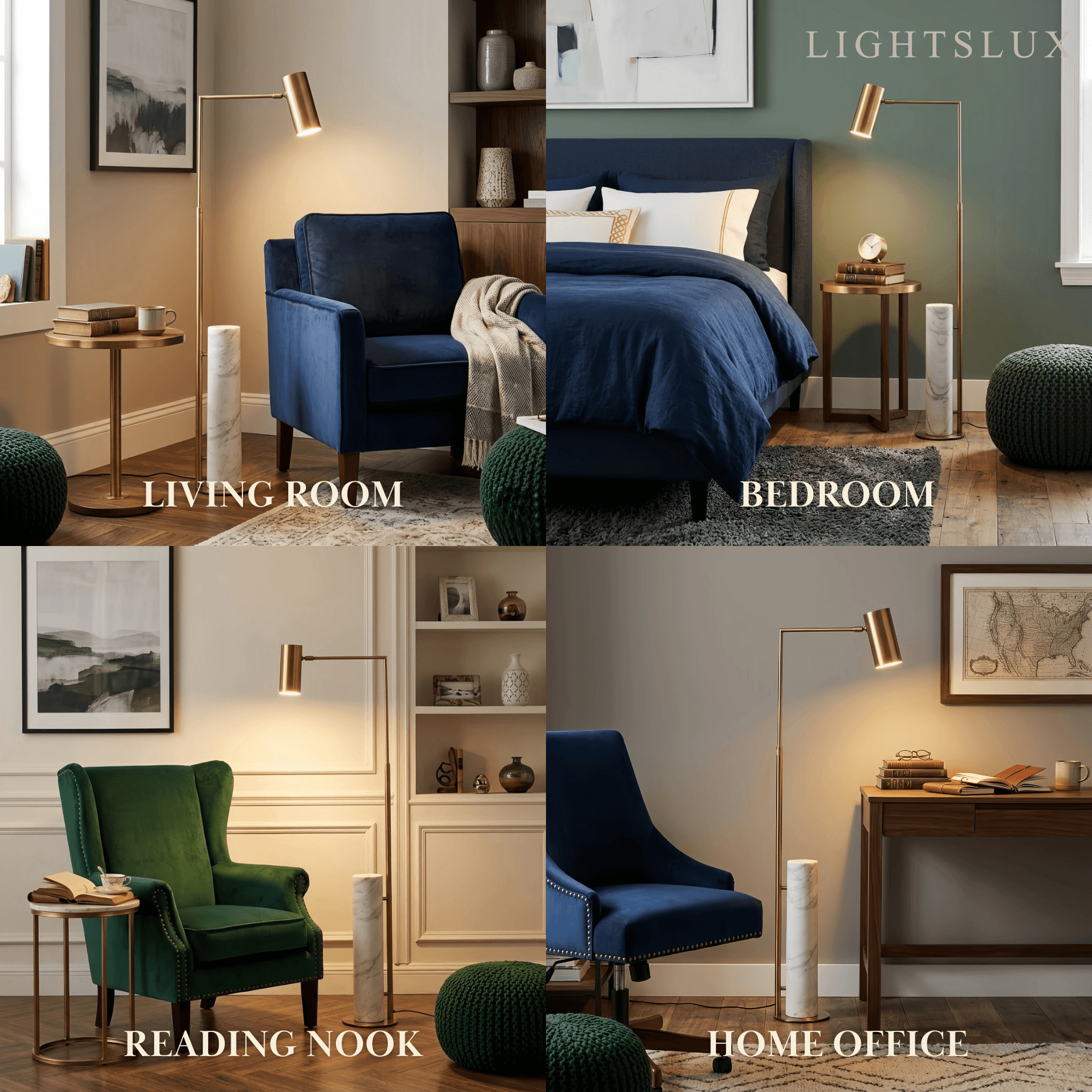 Velora Minimalist Gold Floor Lamp