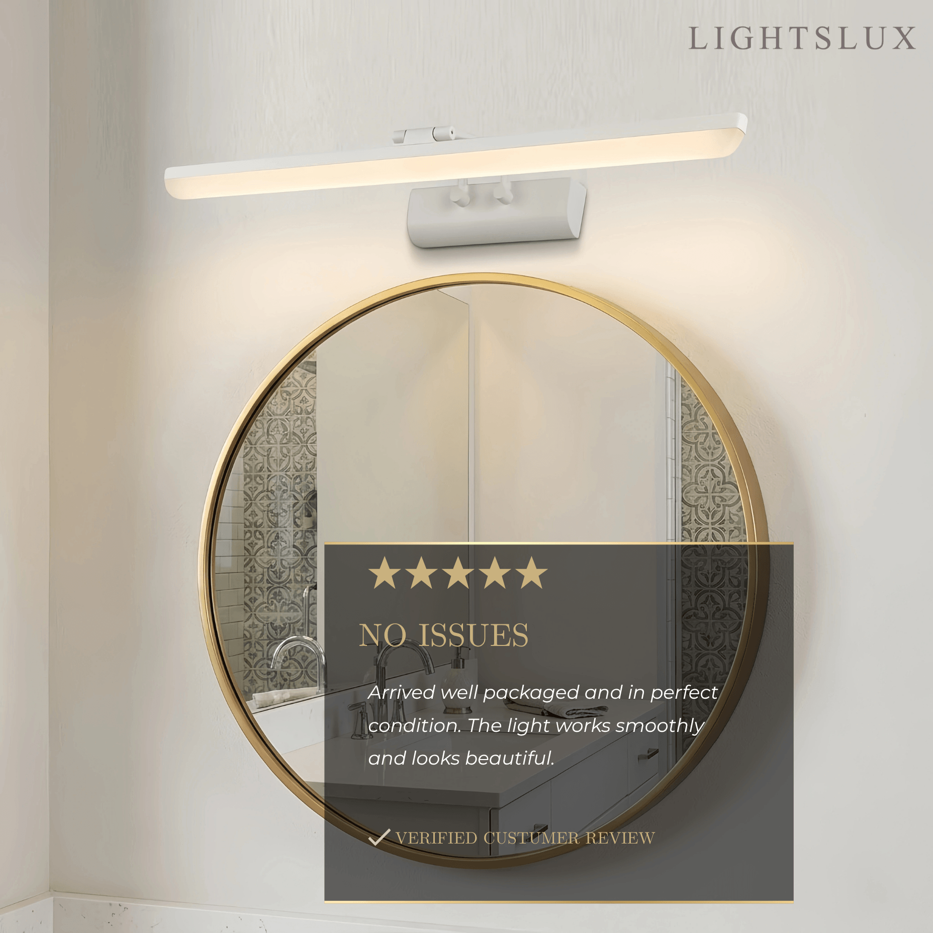 Arcato Modern White Vanity Light - Rectangular