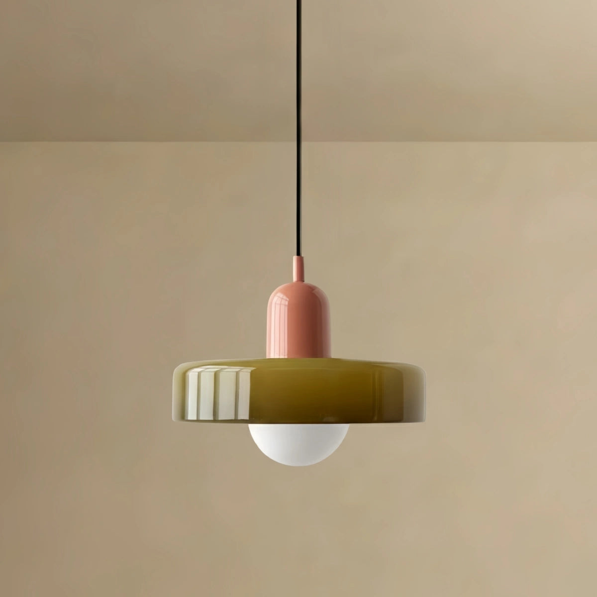 Pendant Light - Round Glass Shade for Living/Dining Room