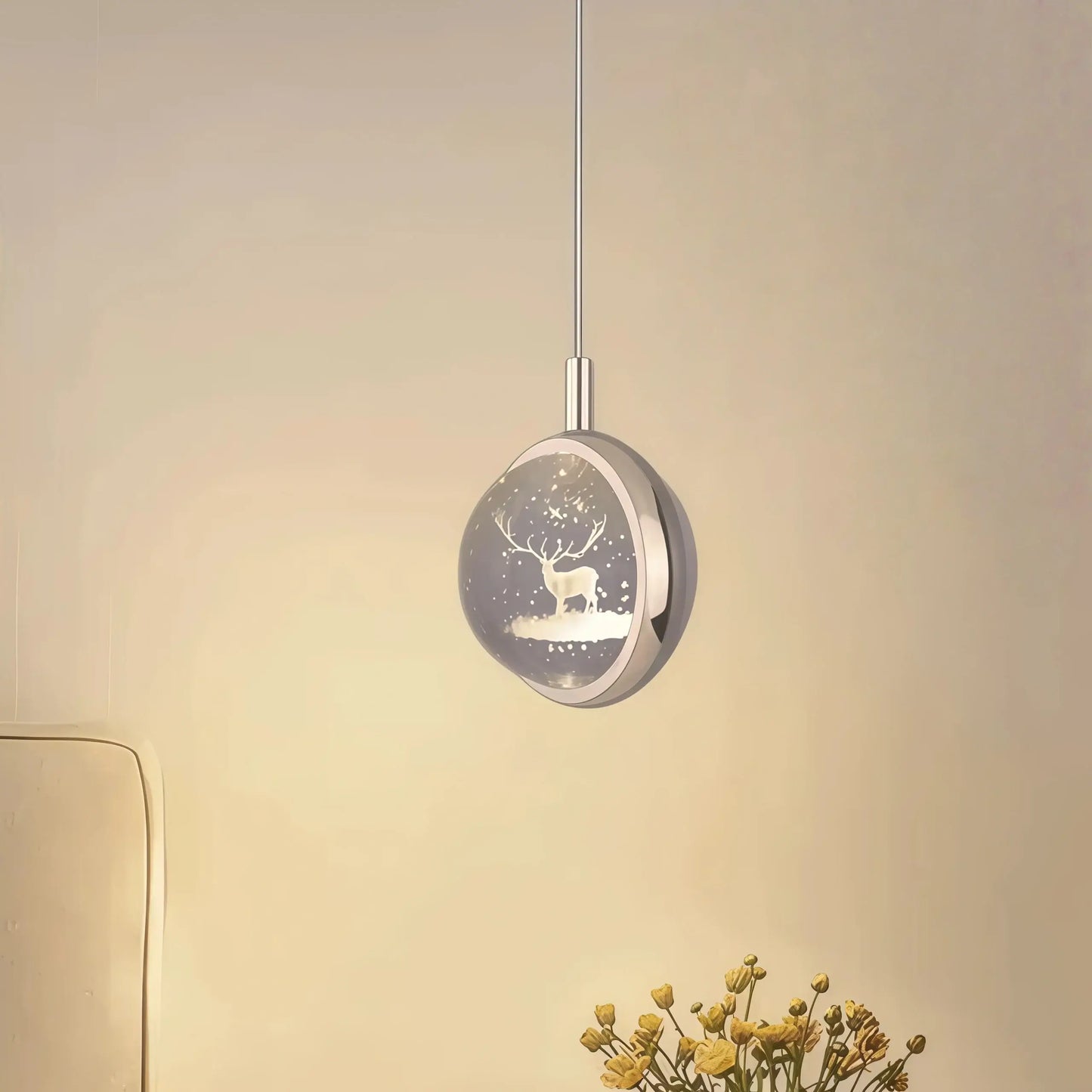 Vivara Art Deco Gold-Pendelleuchte – Kugelförmige Metall-/Kristallleuchte fürs Schlafzimmer