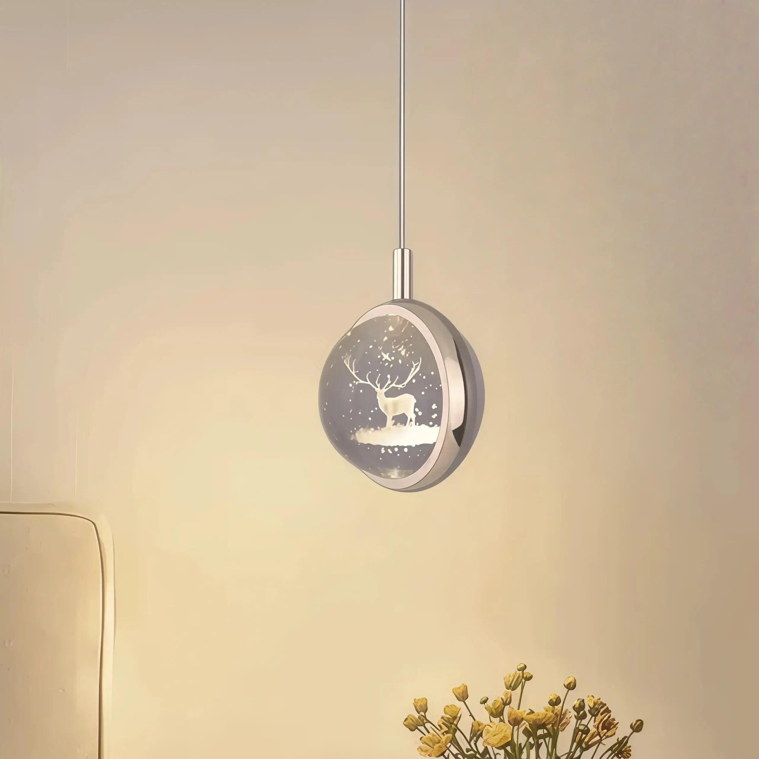 Vivara Art Deco Gold-Pendelleuchte – Kugelförmige Metall-/Kristallleuchte fürs Schlafzimmer