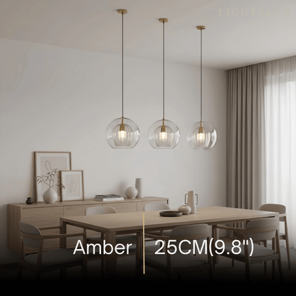 Vetro Nordic Globe Pendant Light – Clear or Amber Glass for Bedroom