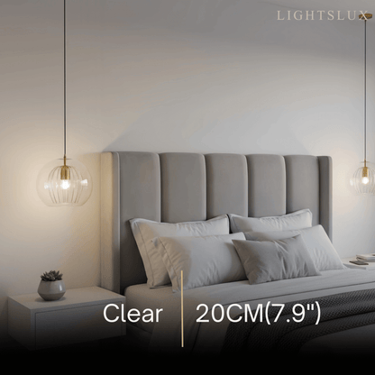 Vetro Nordic Globe Pendant Light – Clear or Amber Glass for Bedroom