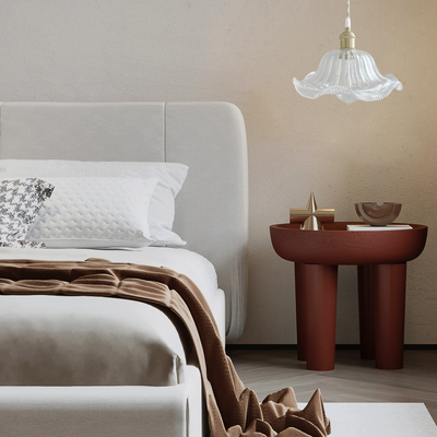 Art Deco Pendant Light – Clear Blown Glass with Brass Finish Bedroom