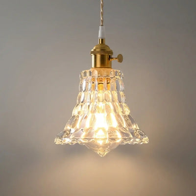 Pendant Light – Clear Blown Glass with Brass Finish for Bedroom