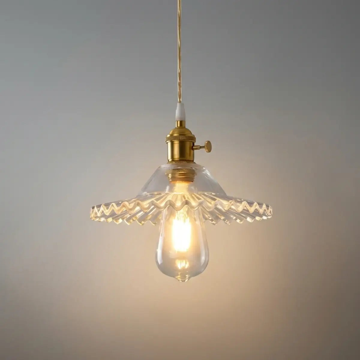 Pendant Light – Clear Blown Glass with Brass Finish for Bedroom