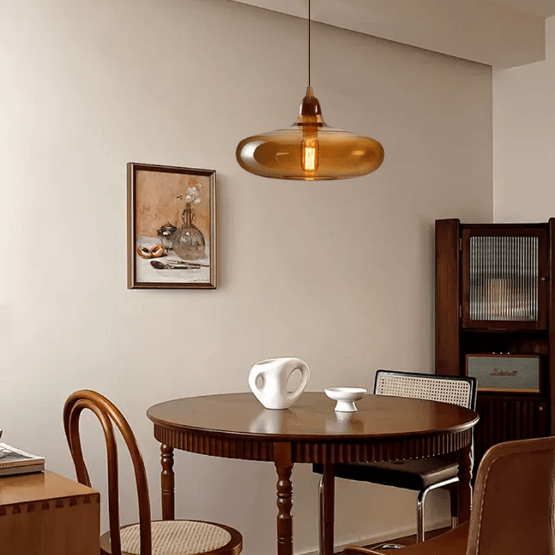 Modern Amber Glass Pendant Light for Dining Room