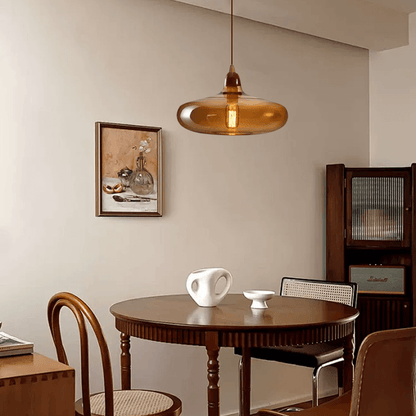 Modern Amber Glass Pendant Light for Dining Room