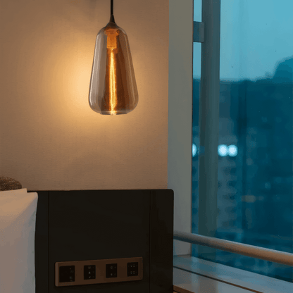 Modern Amber Glass Pendant Light for Bedroom