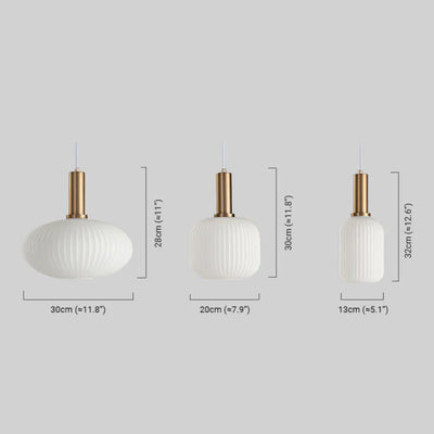 Nordic White Pendant Light - Metal & Glass Dining Room