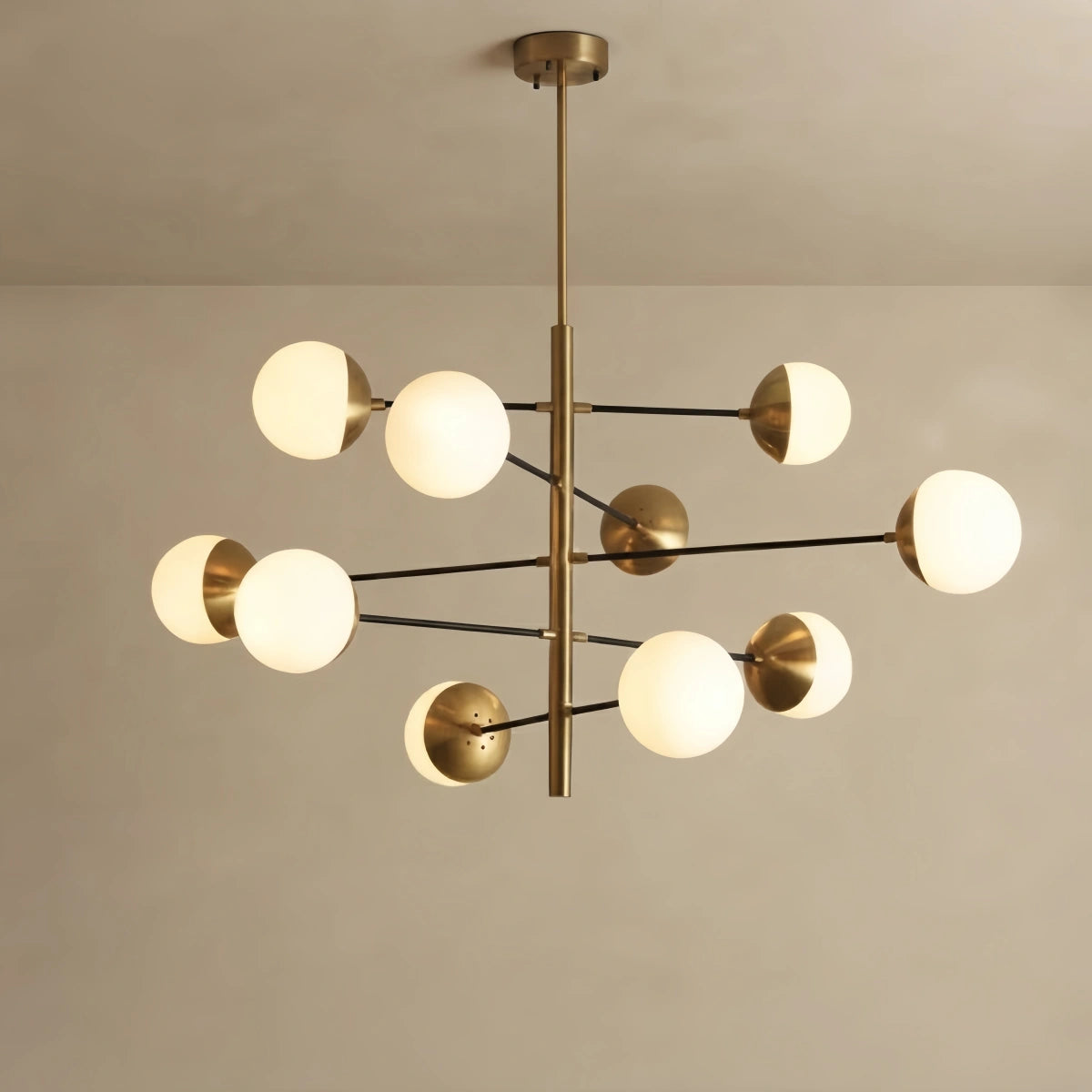 Nebula Nordic Gold Chandelier – Multi Globe Metal/Glass Light for Dining Room/Bedroom