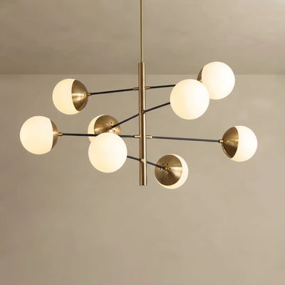 Nebula Nordic Gold Chandelier – Multi Globe Metal/Glass Light for Dining Room/Bedroom