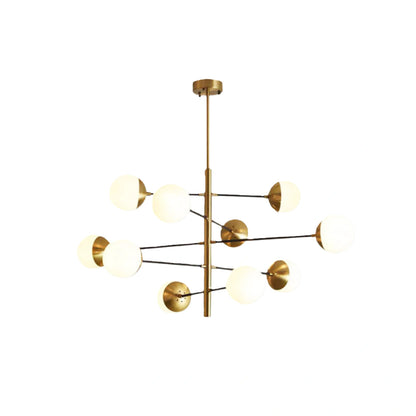 Nebula Nordic Gold Kronleuchter – Mehrkugelige Metall-/Glasleuchte für Esszimmer/Schlafzimmer