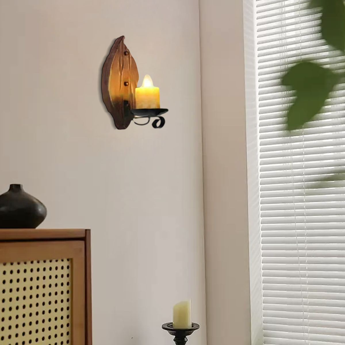 Wall Lamp – Conical Burlywood Shade for Dining Room