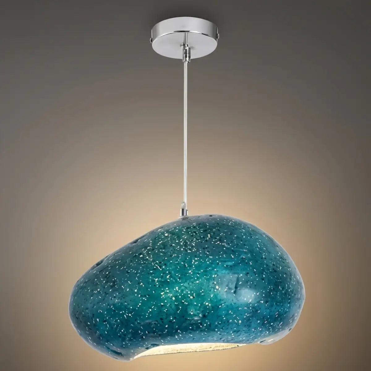 Morandia Art Deco blaue Pendelleuchte – Brotförmiges Design aus Kunstharz für das Esszimmer