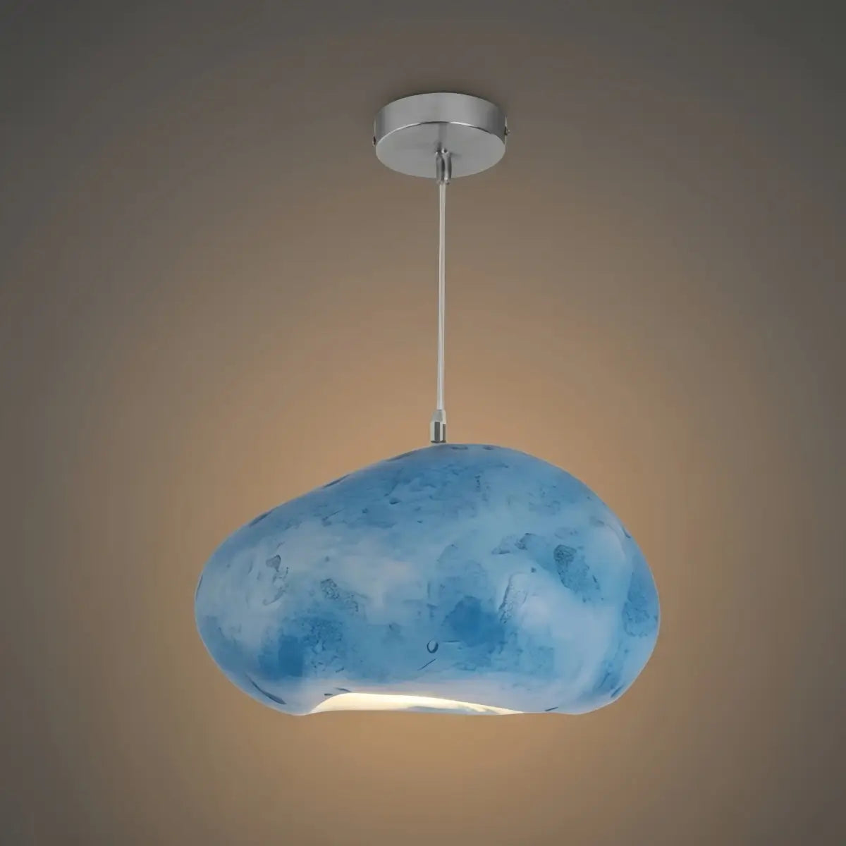 Morandia Art Deco blaue Pendelleuchte – Brotförmiges Design aus Kunstharz für das Esszimmer