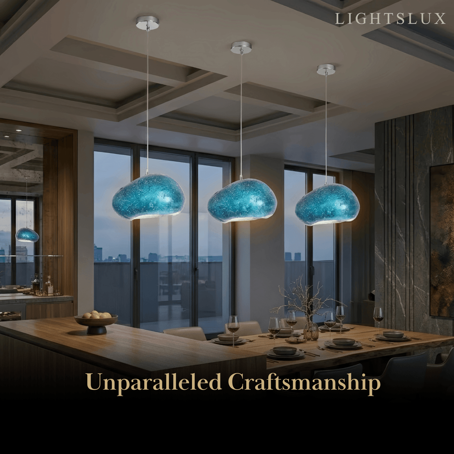 Morandia Art Deco Blue Pendant Light