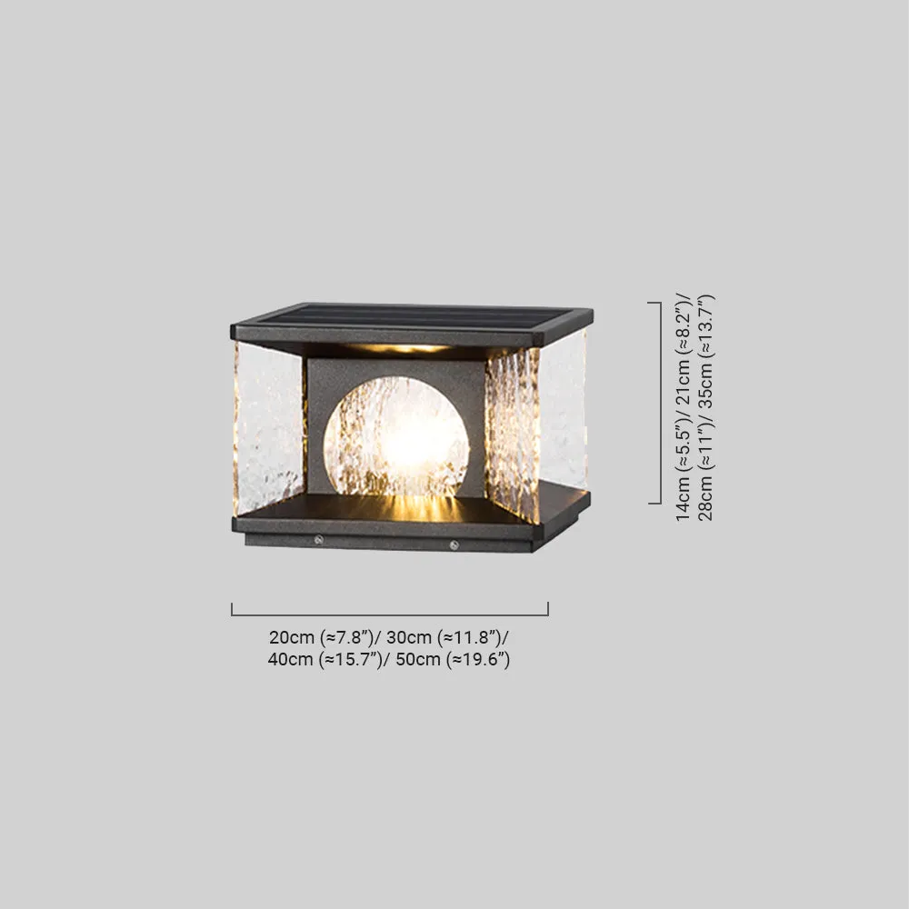 Art Deco Black Outdoor Pillar Lights Metal Square Garden