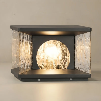 Arcato Art Deco Square Pillar Light – Black Metal for Outdoor Garden