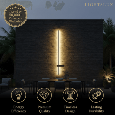 Modern Linear LED Wall Lamp – Black Solar & Sensor Light Outdoor
