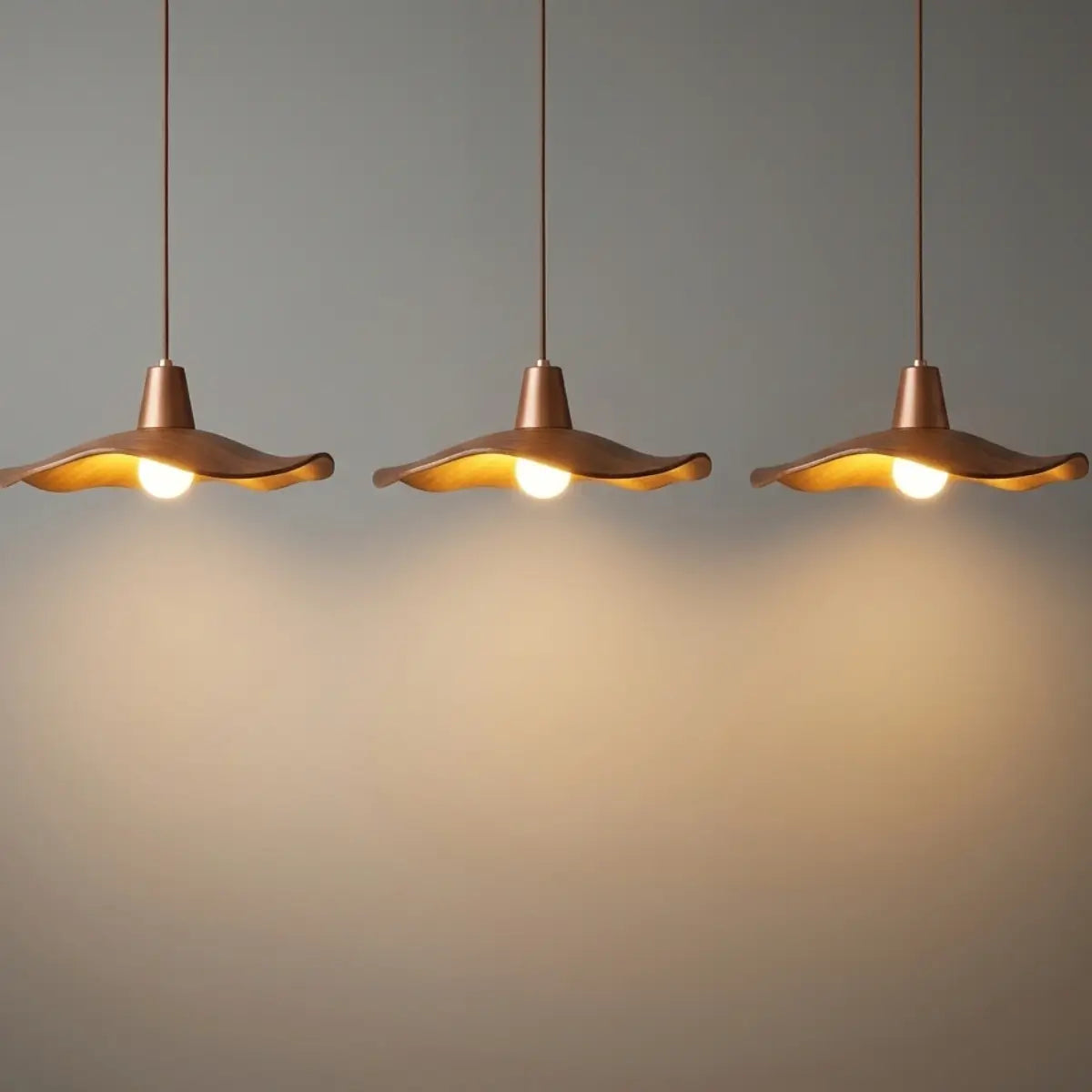 Wave Pendant Light – Mahogany Resin & Metal Design