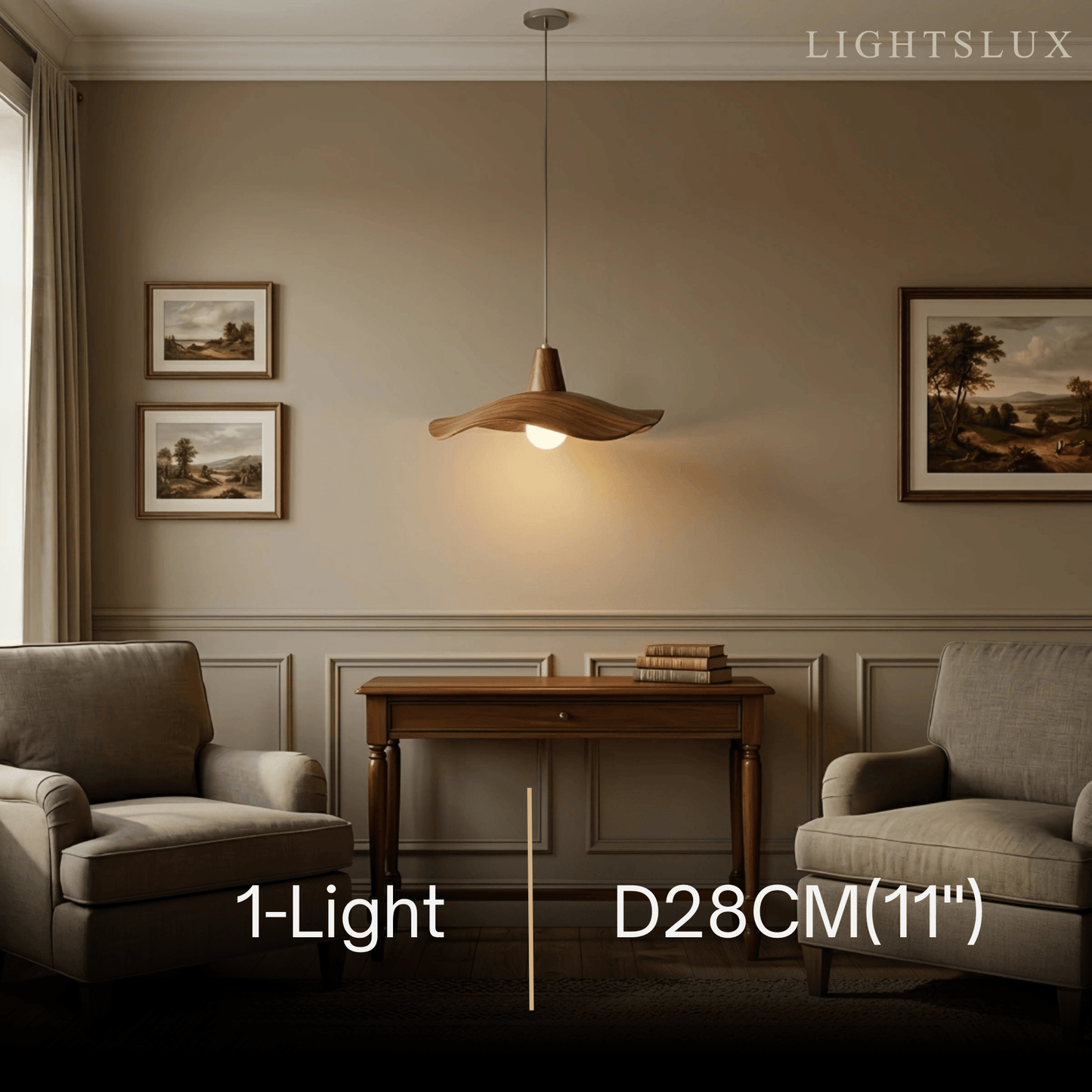 Wave Pendant Light – Mahogany Resin & Metal Design