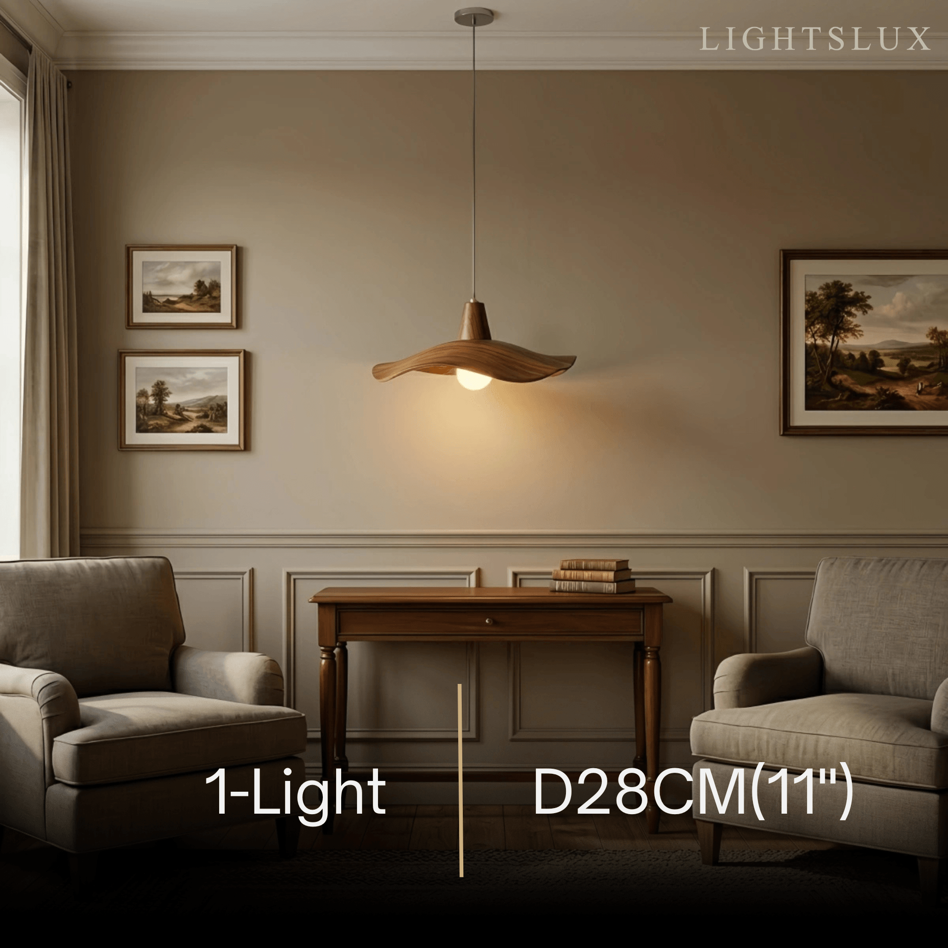 Wave Pendant Light – Mahogany Resin & Metal Design